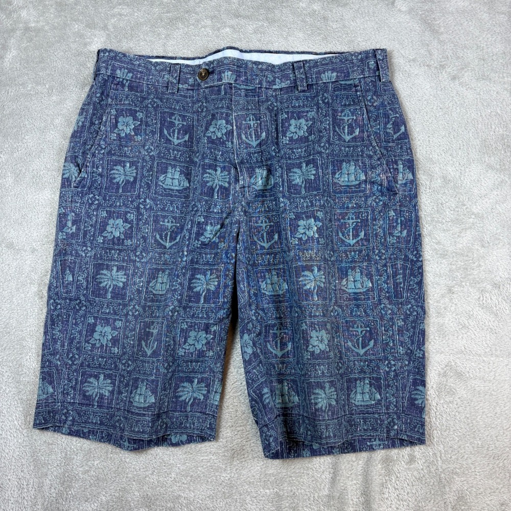 Brooks Brothers Shorts Men 34 Reyn Spooner Bermuda Hawaiian Nautical Blue